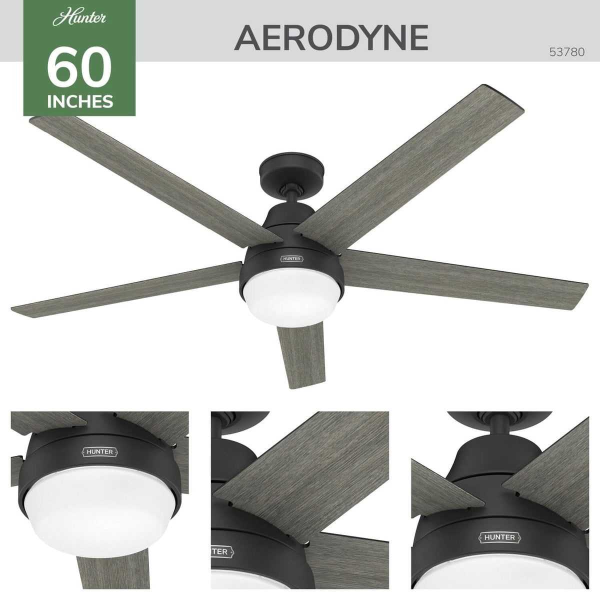 Aerodyne Indoor Smart Fan Energy Star with LED and Reversible Blades and Remote 60 inch
