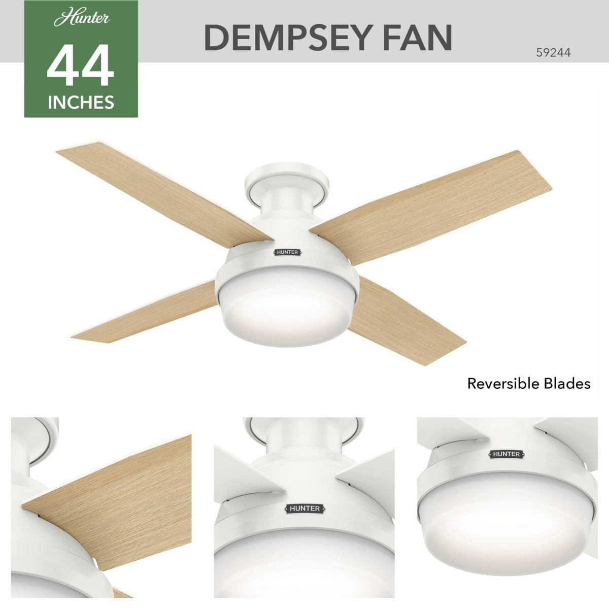 Dempsey Low Profile with Light 44 inch