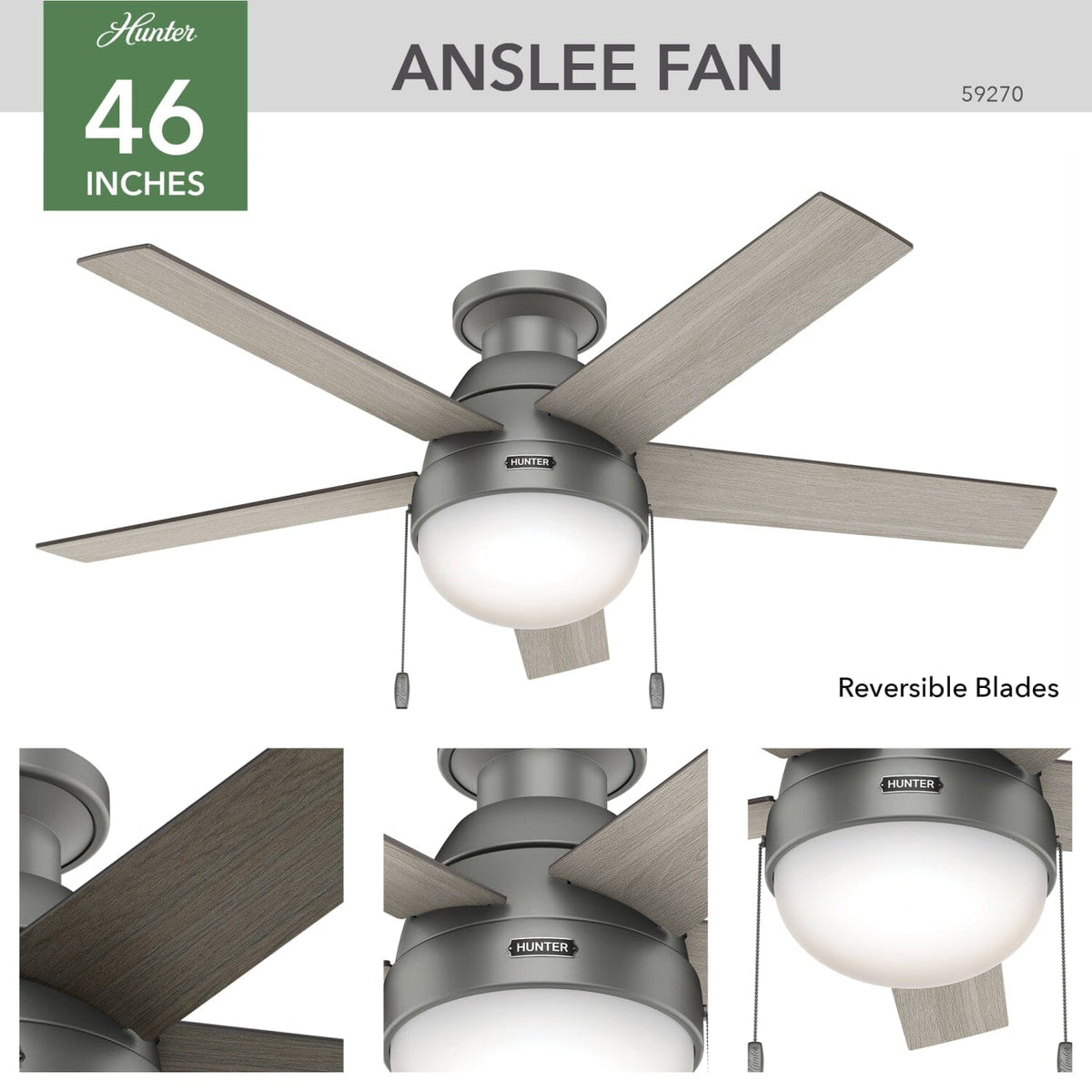 Anslee Low Profile with LED Light 46 inch