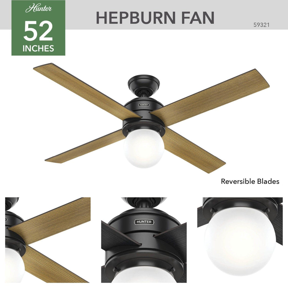 Hepburn with LED Light 52 inch