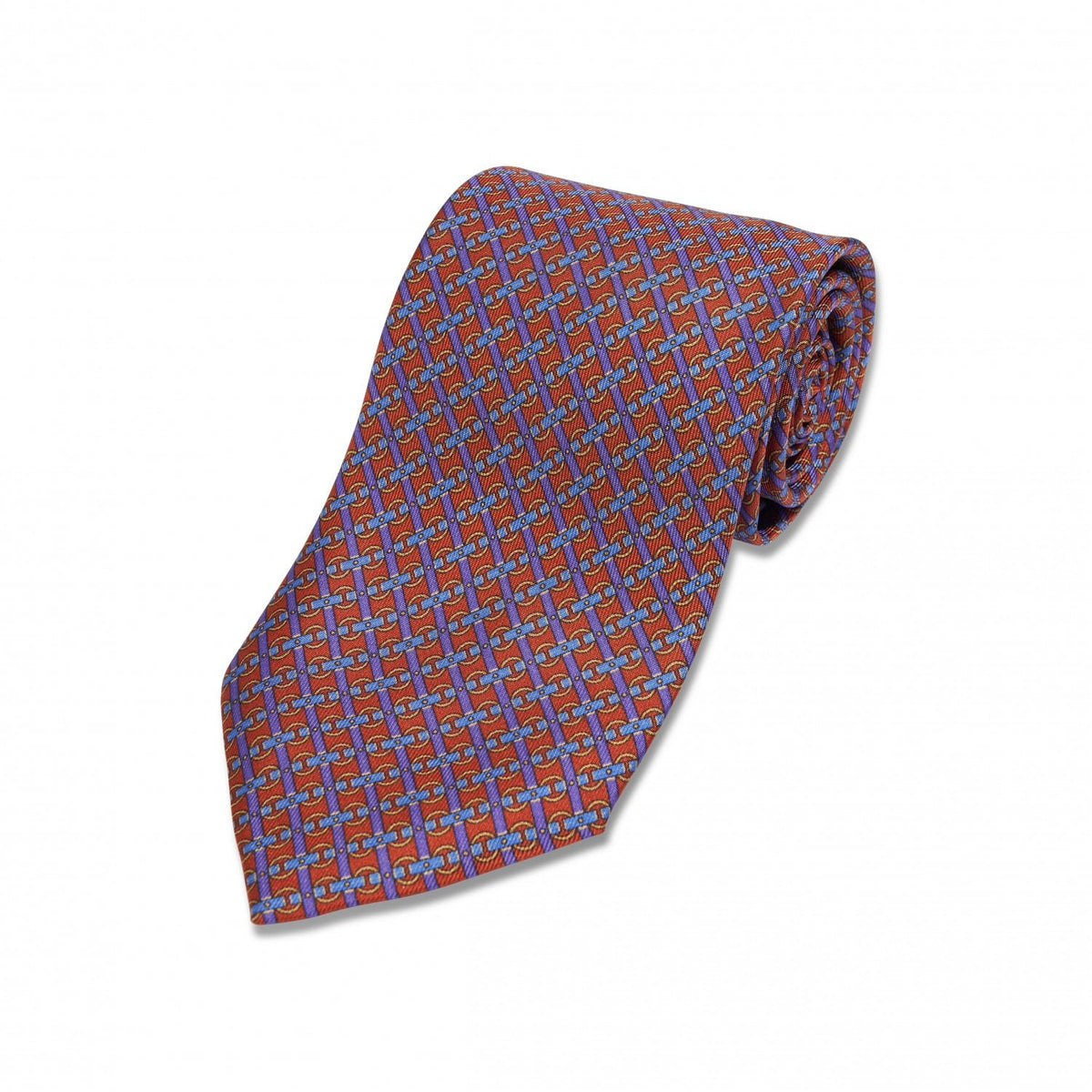 Orange, Purple, Blue and Yellow Horse Bit Silk Necktie - custom suits nyc bespoke tailor midtown, noho