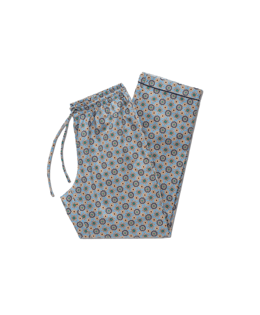 9-4 - Light Blue Medallion Cotton Pajama Pants - custom suits nyc bespoke tailor midtown, noho