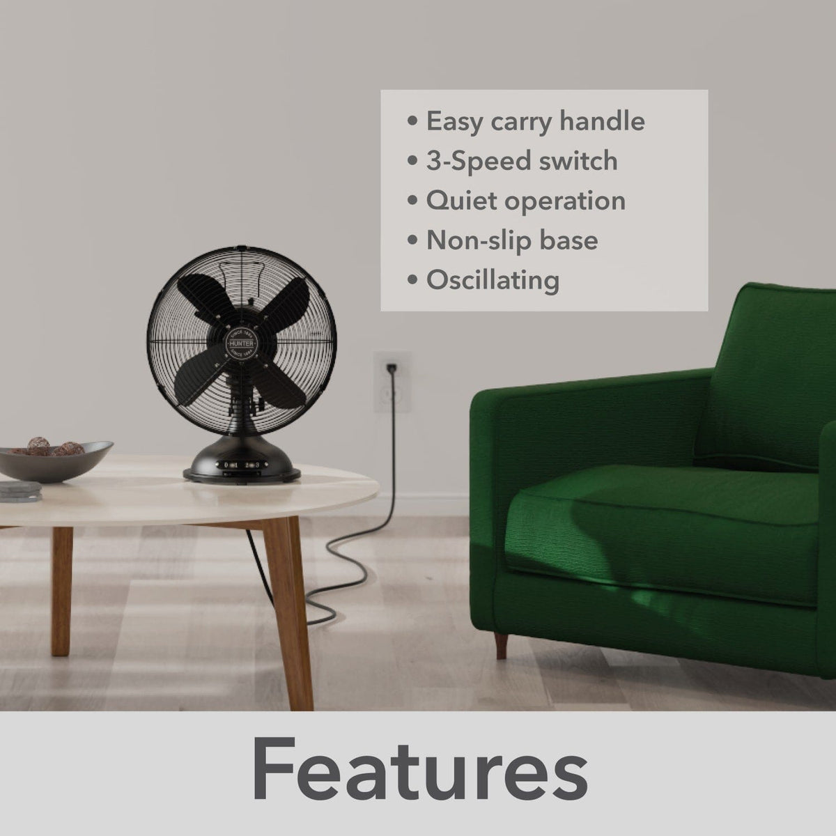 Classic Portable Desk Fan 16 in with 3 speeds