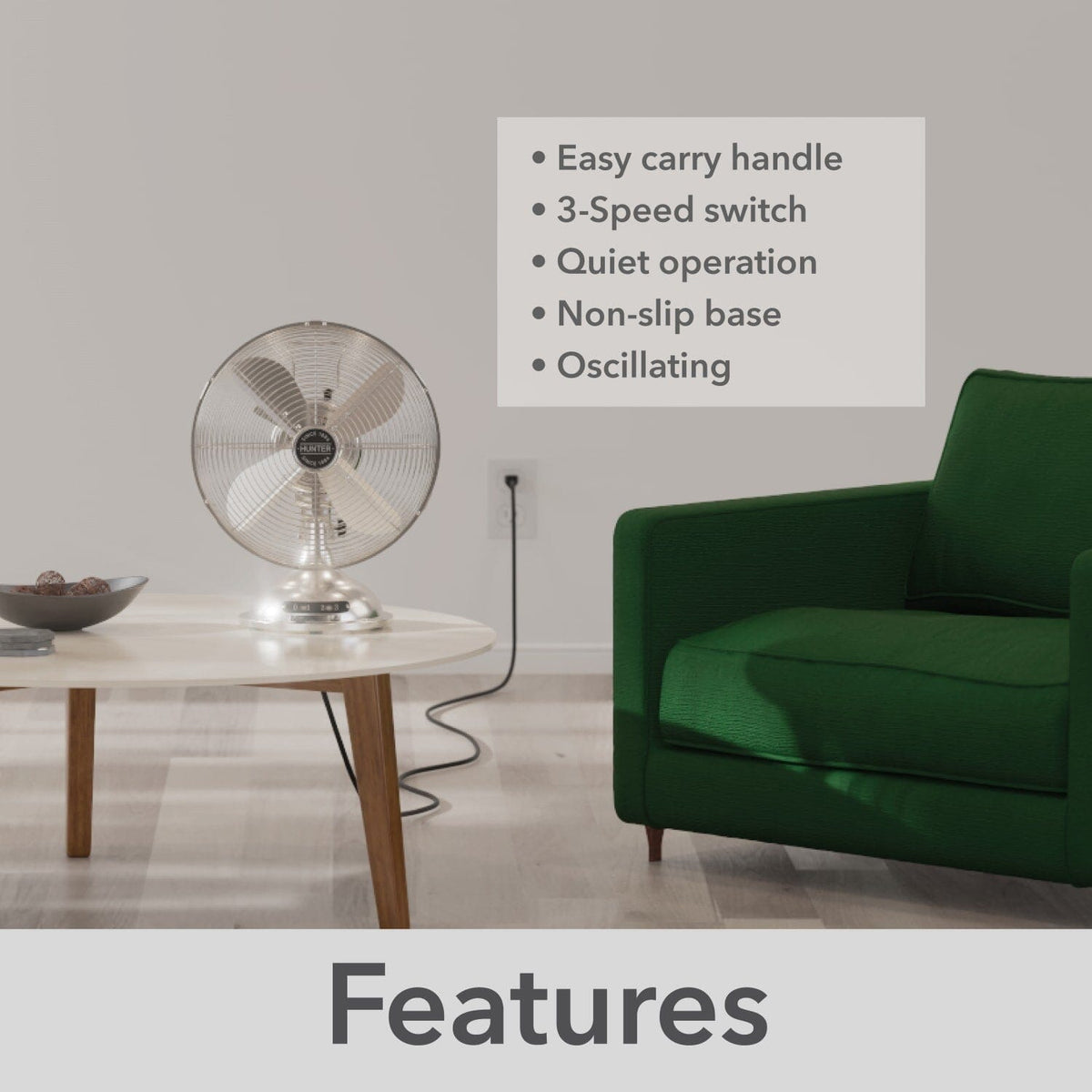 Classic Portable Desk Fan 16 in with 3 speeds