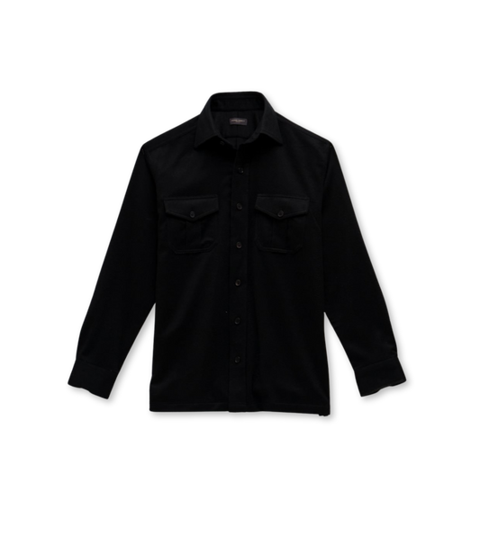Custom Black Cashmere Work Shirt by Michael Andrews - custom suits nyc bespoke tailor midtown, noho