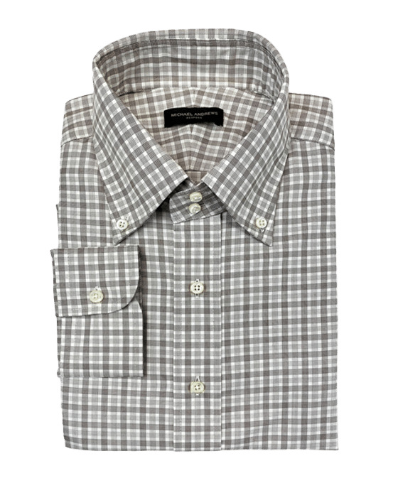 (product) Light Blue and Red Check Easy Care Poplin Dress Shirt - custom suits nyc bespoke tailor midtown, noho