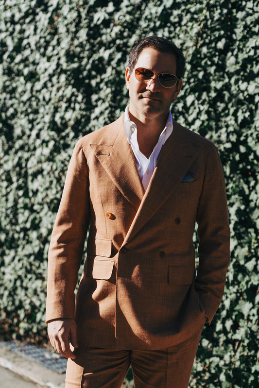 MICHAEL ANDREWS in Orange Tallia Delfino Suit - custom suits nyc bespoke tailor midtown, noho