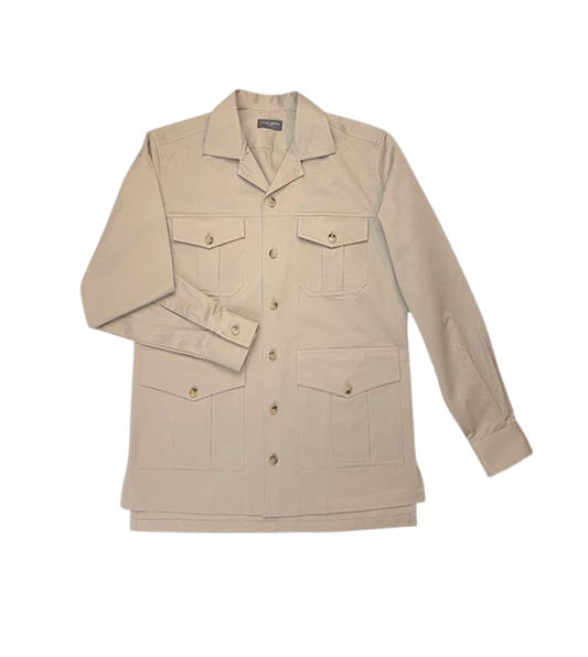 Custom Khaki Heavy Duty Cotton Safari Shirt Jacket by Michael Andrews - custom suits nyc bespoke tailor midtown, noho