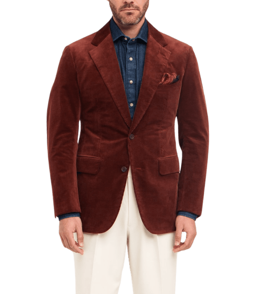 Rust Brown Cotton/Wool Stretch Corduroy Sport Coat - custom suits nyc bespoke tailor midtown, noho