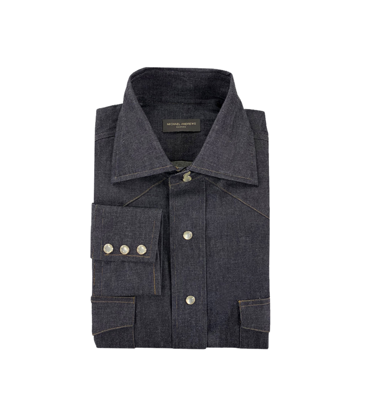 Med Indigo Lightweight Denim Western Shirt - custom suits nyc bespoke tailor midtown, noho