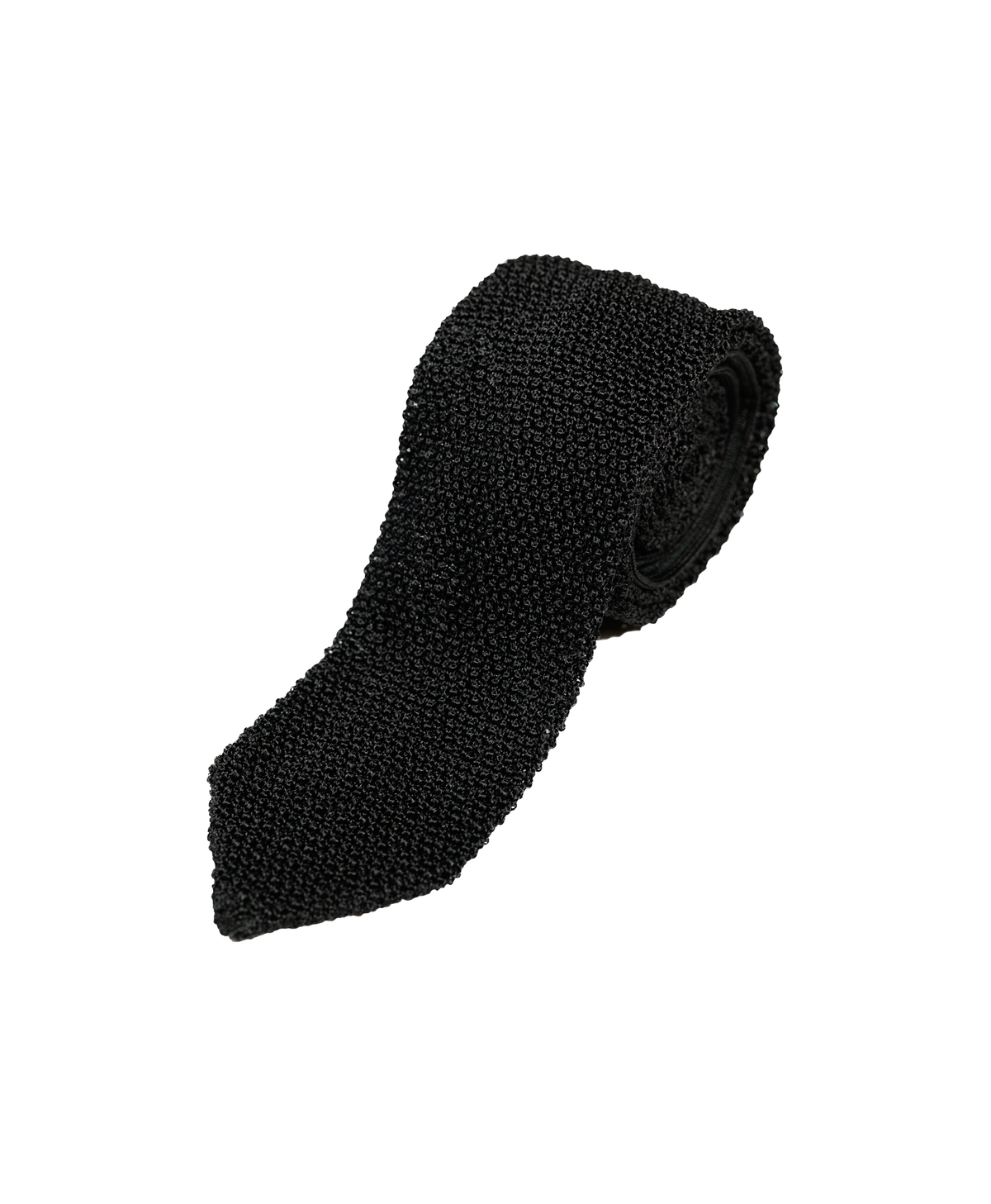 Michael Andrews Black Silk Knit Tie with Pointed End - custom suits nyc bespoke tailor midtown, noho