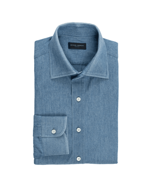 Michael-Andrews-Blue-Denim-Shirt - custom suits nyc bespoke tailor midtown, noho