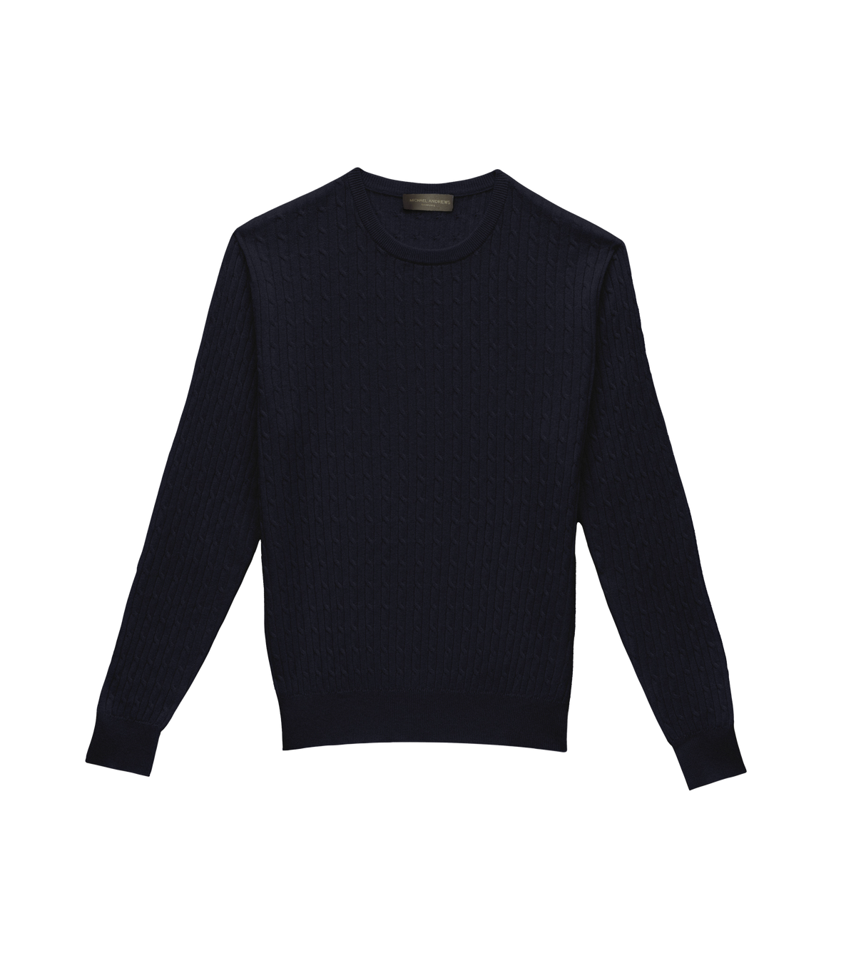 Navy Cable Knit Crew Neck Sweater - custom suits nyc bespoke tailor midtown, noho