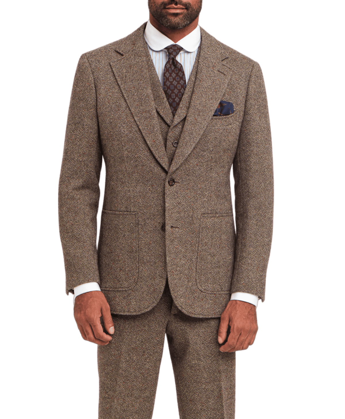 Michael-Andrews-Custom-Brown-Donegal-Tweed-Suit-Main - custom suits nyc bespoke tailor midtown, noho