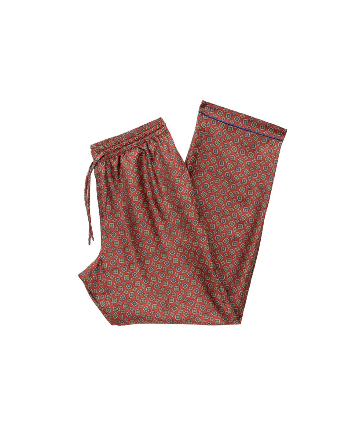 Burnt Orange Medallion Print Silk Pajama Pants - custom suits nyc bespoke tailor midtown, noho