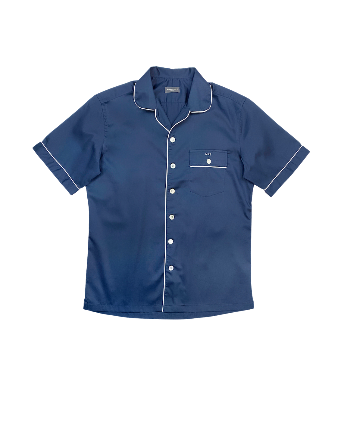 MAB Custom Navy Short Sleeve Pajama Shirt - custom suits nyc bespoke tailor midtown, noho
