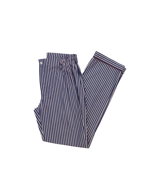 Red and Dark Blue Stripe Pajama Pants - custom suits nyc bespoke tailor midtown, noho