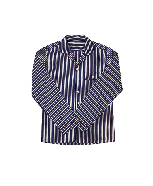 Red and Dark Blue Stripe Pajama Shirt - custom suits nyc bespoke tailor midtown, noho