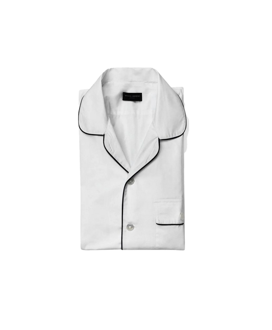 MAB Custom White Short Sleeve Pajama Style Shirt - custom suits nyc bespoke tailor midtown, noho