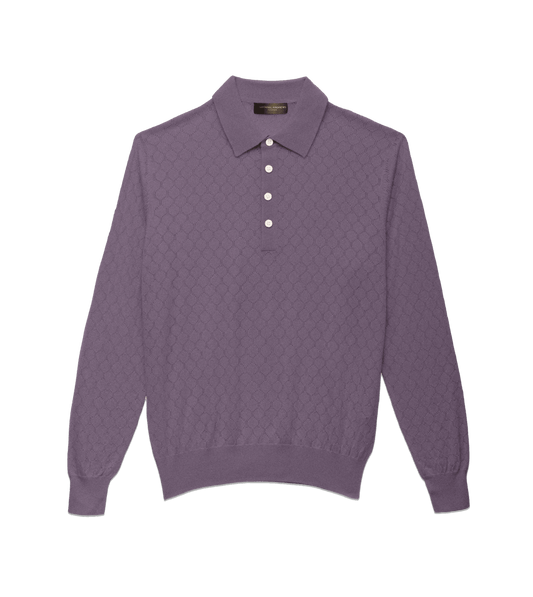 Michael-Andrews-Honeycomb-Long-Sleeve-Polo-Enchanted-Light-Lavender - custom suits nyc bespoke tailor midtown, noho