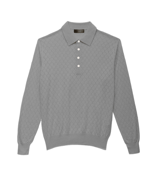 Michael-Andrews-Honeycomb-Long-Sleeve-Polo-Foggy-Light-Grey - custom suits nyc bespoke tailor midtown, noho