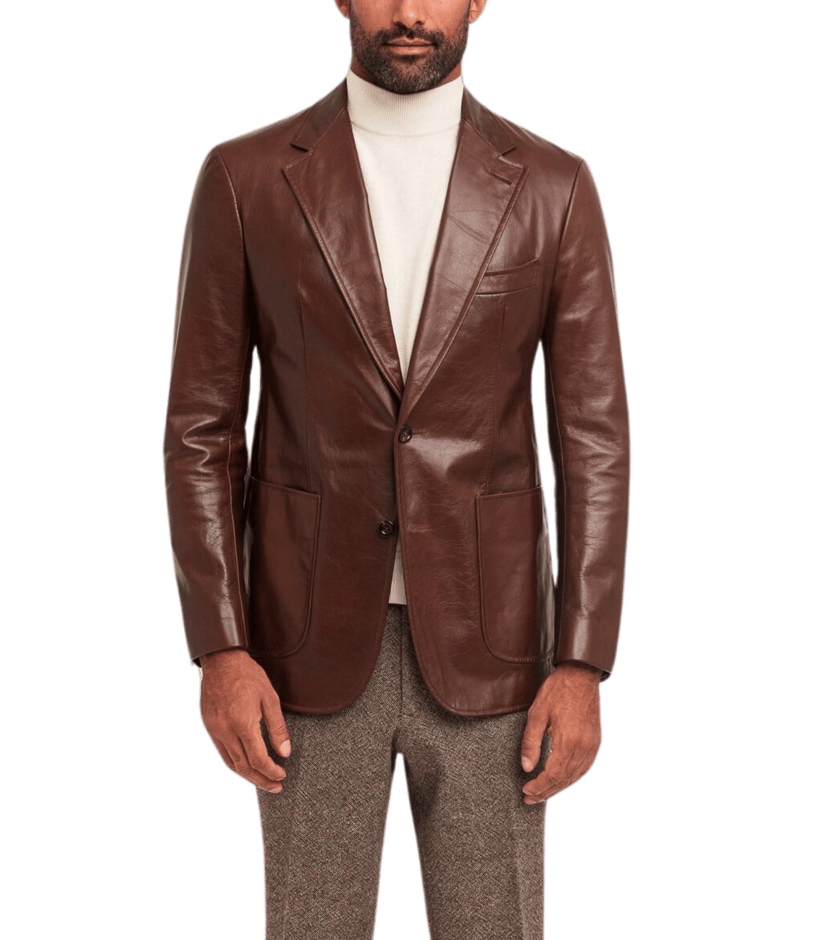 Michael Andrews Bespoke Medium Brown Leather Sport Coat - custom suits nyc bespoke tailor midtown, noho
