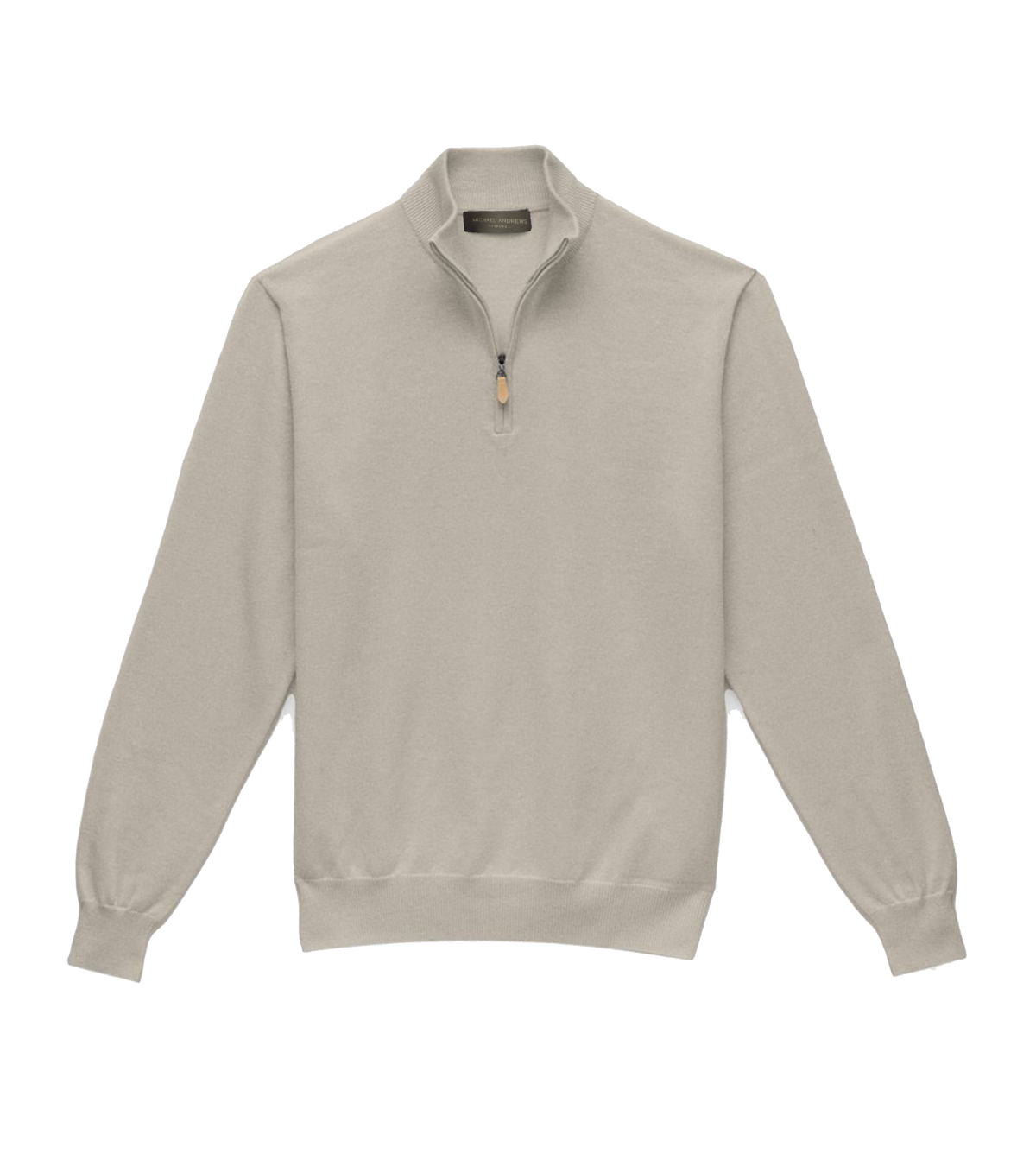 Michael Andrews Custom Merino Wool 1/4 Zip Mock Sweater in White - custom suits nyc bespoke tailor midtown, noho