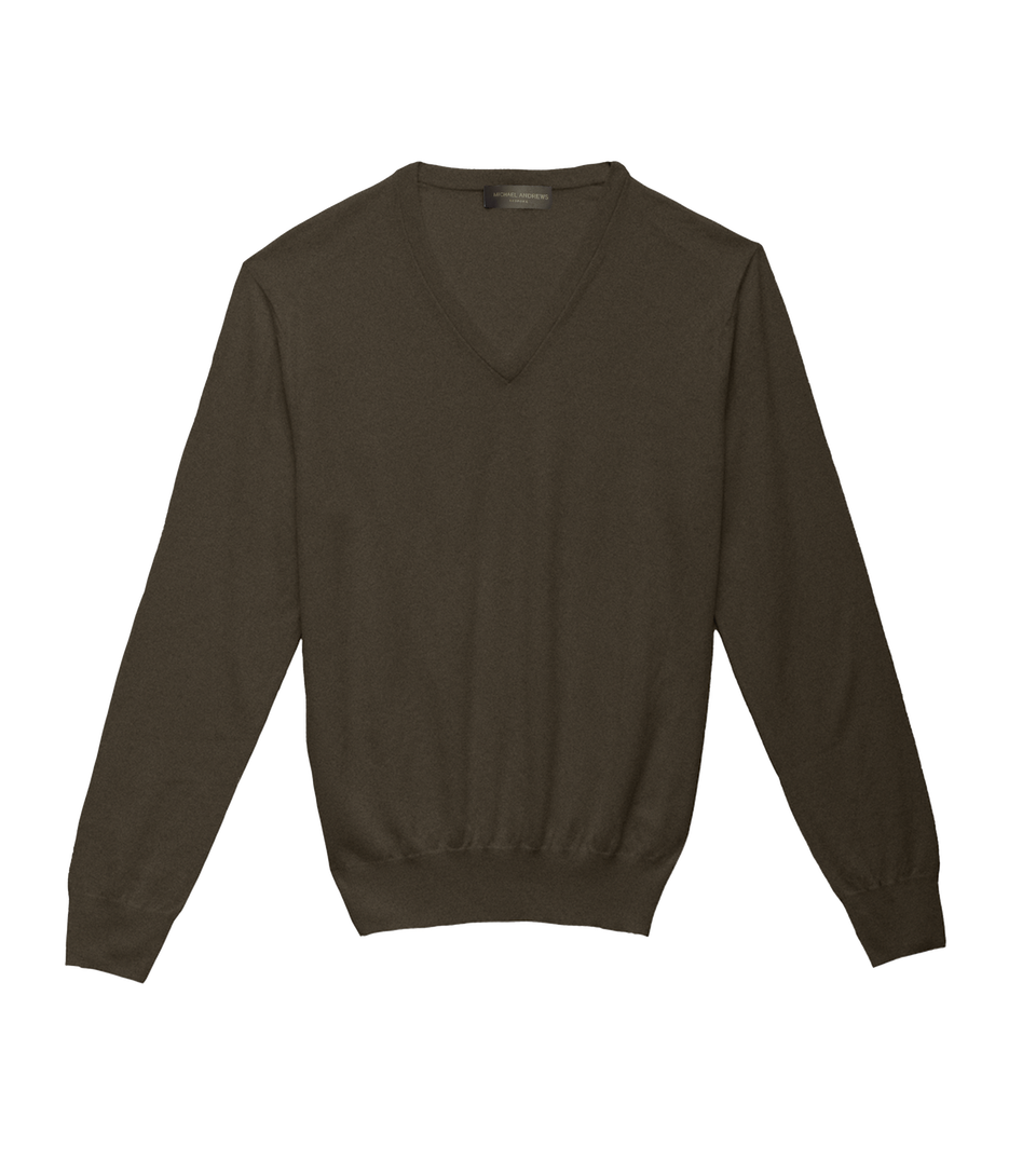 Michael Andrews Custom Merino Wool V Neck Sweater - custom suits nyc bespoke tailor midtown, noho