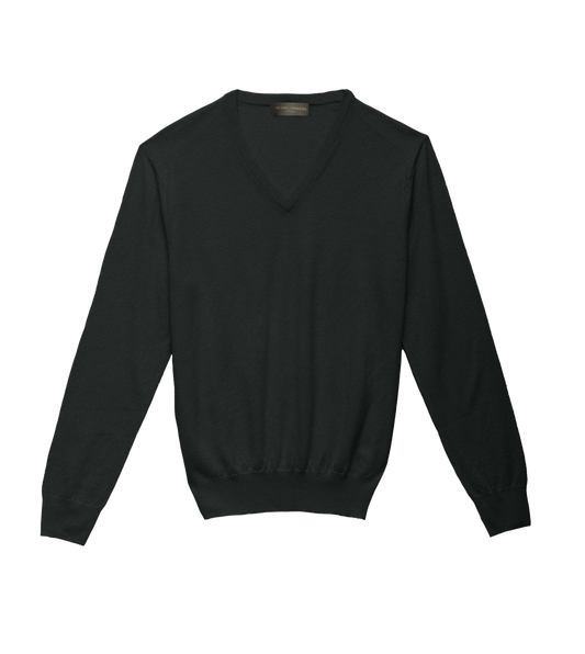 Michael Andrews Custom Merino Wool V Neck in Serene Pine - custom suits nyc bespoke tailor midtown, noho