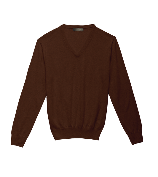 Michael Andrews Custom Merino Wool V Neck in Syrup - custom suits nyc bespoke tailor midtown, noho