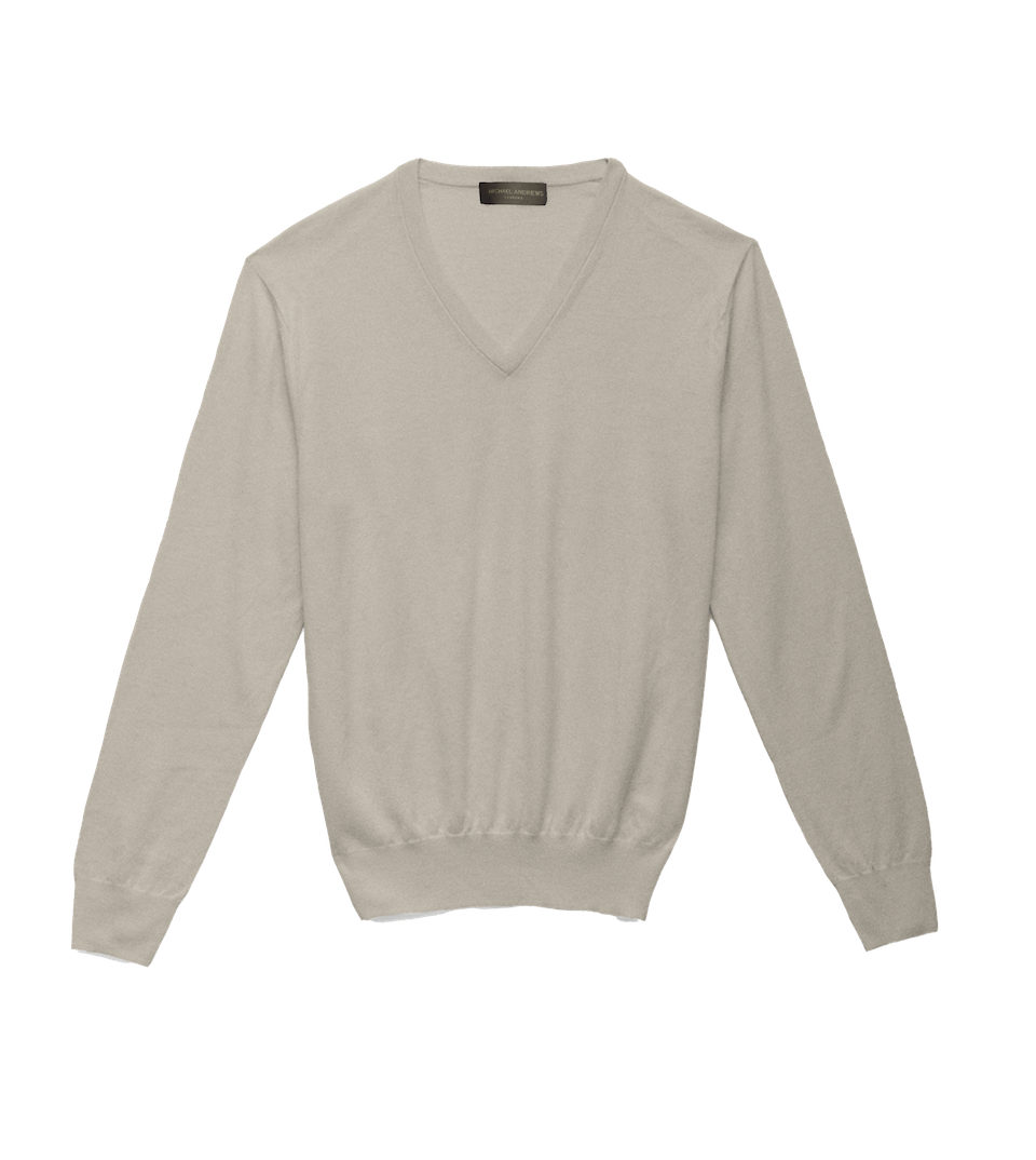 Michael Andrews-Merino Wool V-Neck in White - custom suits nyc bespoke tailor midtown, noho