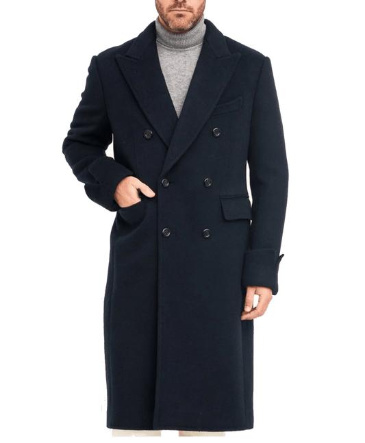 Michael Andrews Navy Wool Cashmere DB Topcoat - custom suits nyc bespoke tailor midtown, noho