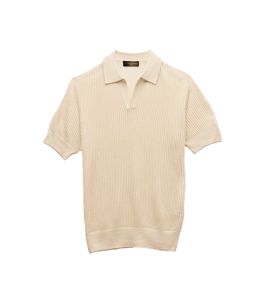 Michael-Andrews-Open-Mesh-Knit-Polo-Ivory - custom suits nyc bespoke tailor midtown, noho