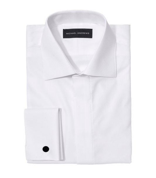 Michael Andrews Fly Front Pique Tux Shirt - custom suits nyc bespoke tailor midtown, noho