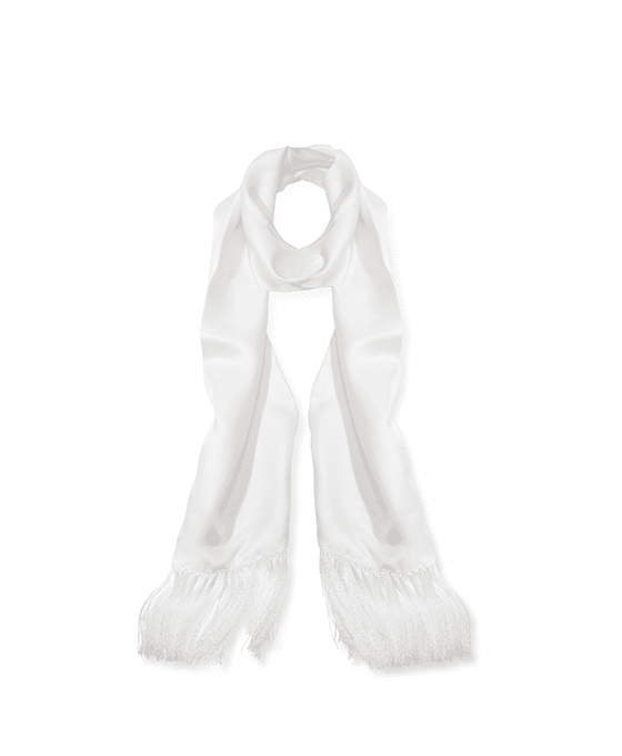 (product) White Silk "Opera" Scarf w/ Hand Knotted Fringe - custom suits nyc bespoke tailor midtown, noho