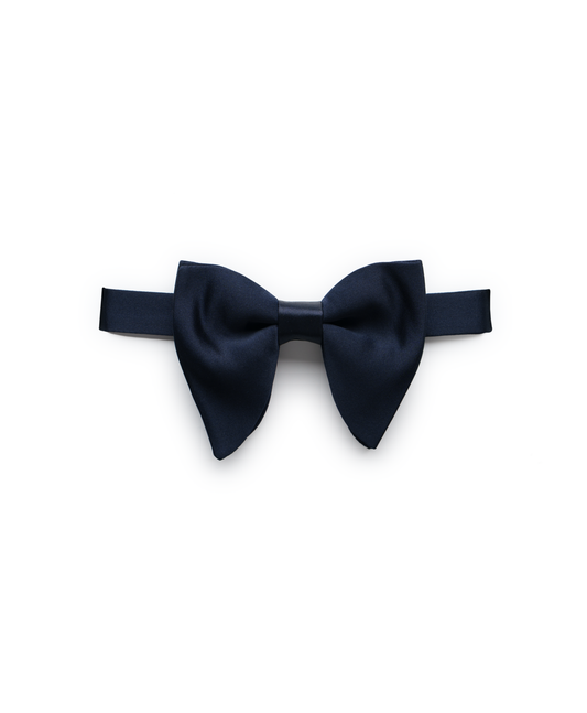 Midnight Silk Satin Monarch Pre-Tied Bowtie (4") by Michael Andrews Bespoke - custom suits nyc bespoke tailor midtown, noho