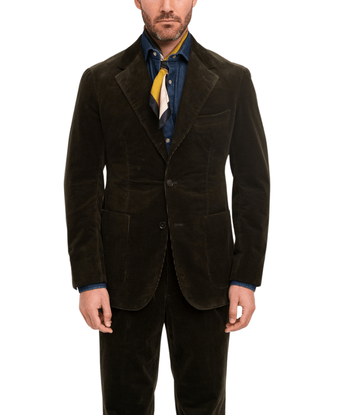 Michael Andrews Bespoke Olive Stretch Corduroy Suit - custom suits nyc bespoke tailor midtown, noho