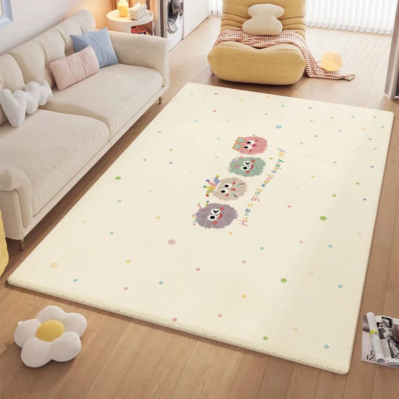 Afralia™ Cartoon Ball Print Cozy Carpet: Anti-Slip, Stain-Resistant Bedside Rug