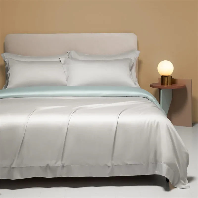 Afralia™ Cooling Cotton Solid Bedding Set Ultra Soft Quilt Cover for Summer