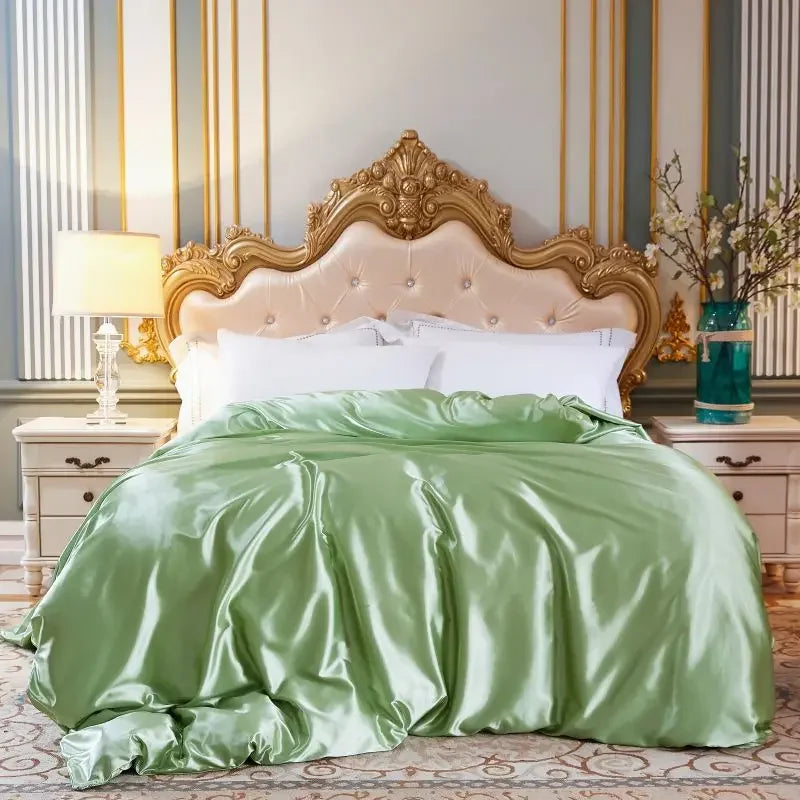 Afralia™ Mulberry Silky Queen Duvet Cover Smooth Luxury Satin King Size Blanket