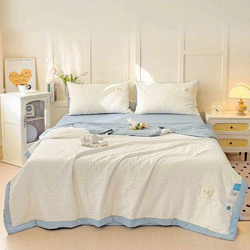 Afralia™ Jacquard Summer Cool Blanket: Light & Breathable Comforter for Double & Single Beds