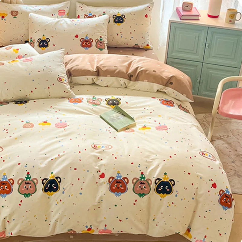 Afralia™ Cartoon Printed Cotton Duvet Cover for Kids & Teens Beddings