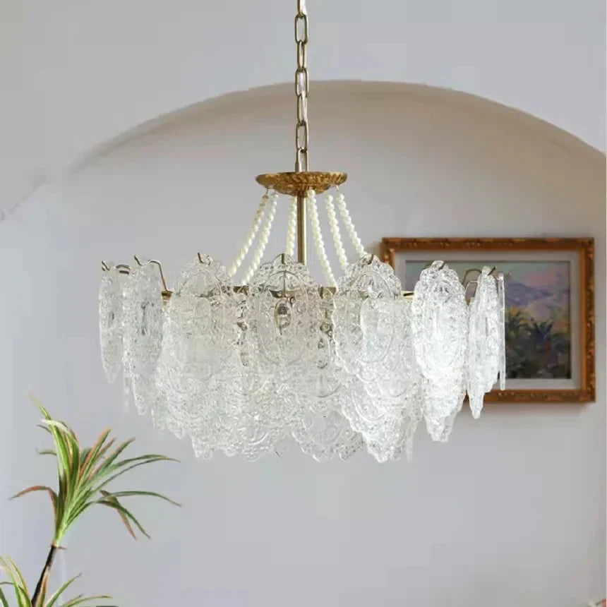 Afralia™ Clear Glass LED Chandelier: Modern French Style Hanging Fixture for Bedroom, Living Room & Kitchen
