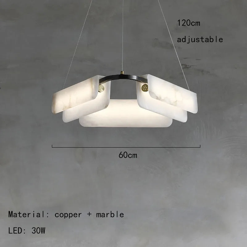 Afralia™ Marble LED Ceiling Chandelier, Dimmable Dining Room Pendant - Modern Minimalist Decorative Lighting