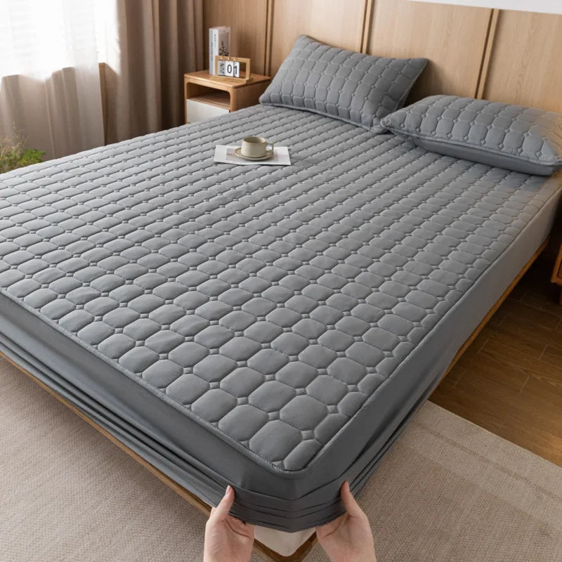 Afralia™ Quilted Fitted Sheet for Cozy & Anti-Slip Protection on Queen & King Beds