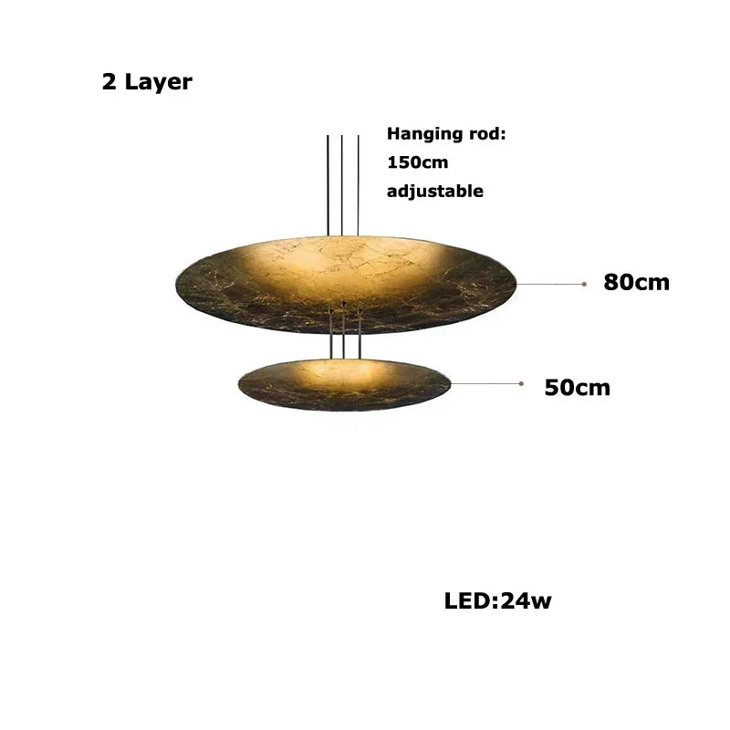 Afralia™ Gold Foil Pendant LED Chandelier, Modern Italian Design for Villas
