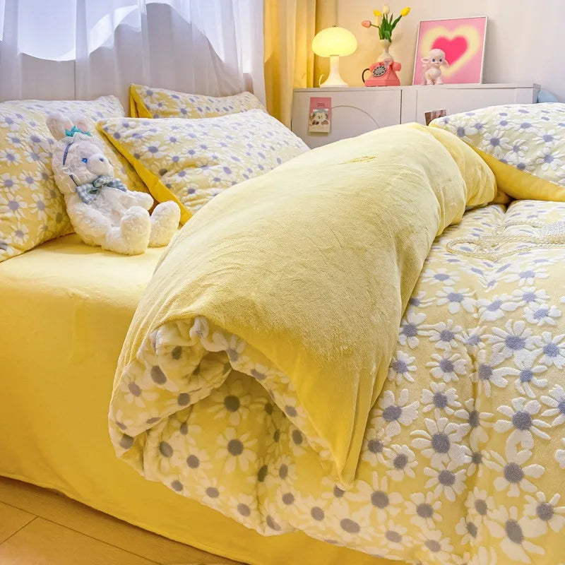 Afralia™ Plush Waffle Fleece Duvet Cover - Cozy 3D Carved Winter Comforter for Adults