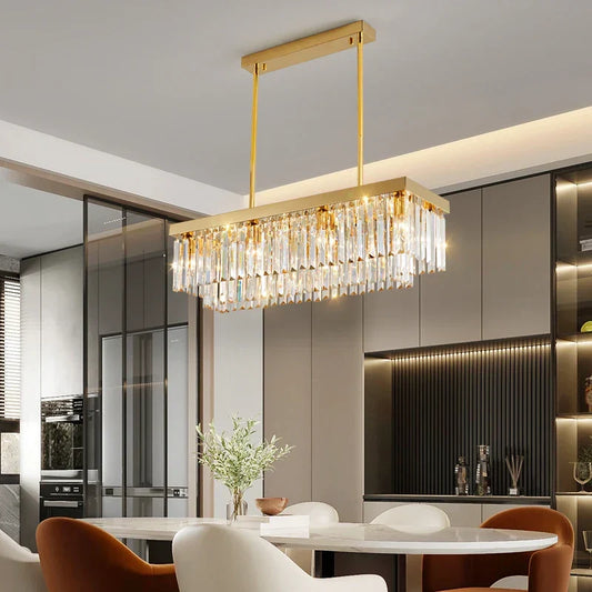 Afralia™ Crystal Chandelier: Nordic Minimalist Rectangular Restaurant Lighting