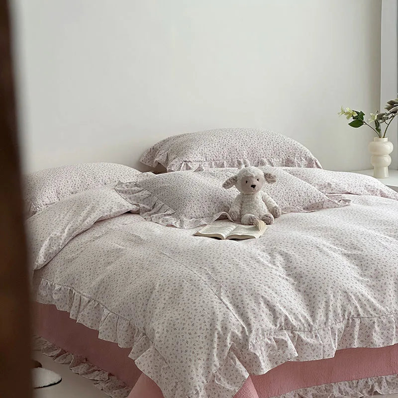 Afralia™ Korean Floral Lace Duvet Cover: Luxury Soft Quilt for Queen King, Breathable Home Decor