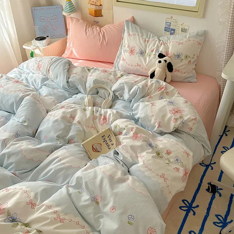 Afralia™ Cartoon Print Quilt Cover Set for King Queen Beds - All Seasons Comfort